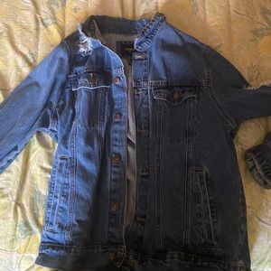 Large Forever 21 Denim Jacket with distressing